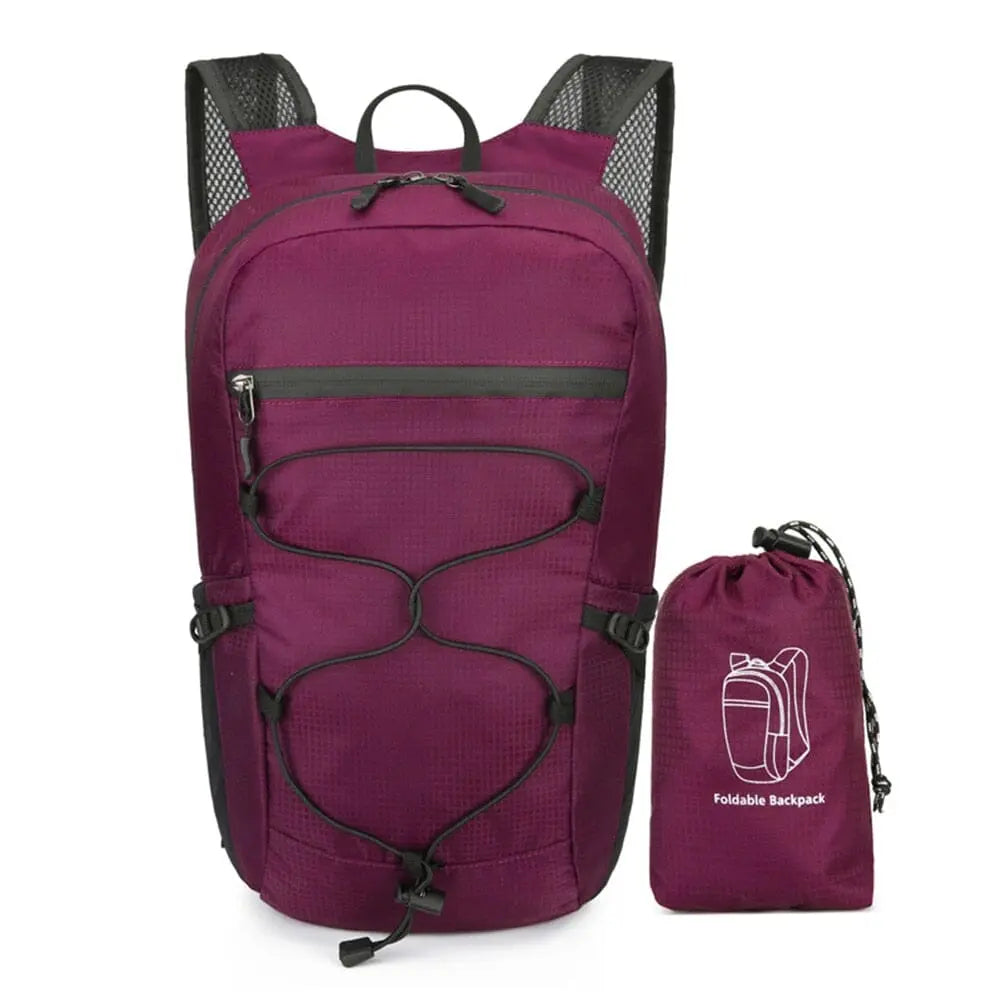 Sac violet, imperméable, vue de face, capacité 20 litres