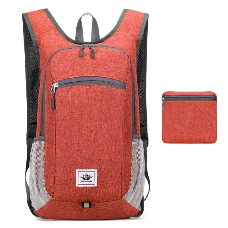 Sac à dos rouge, pliable, avec logo discret