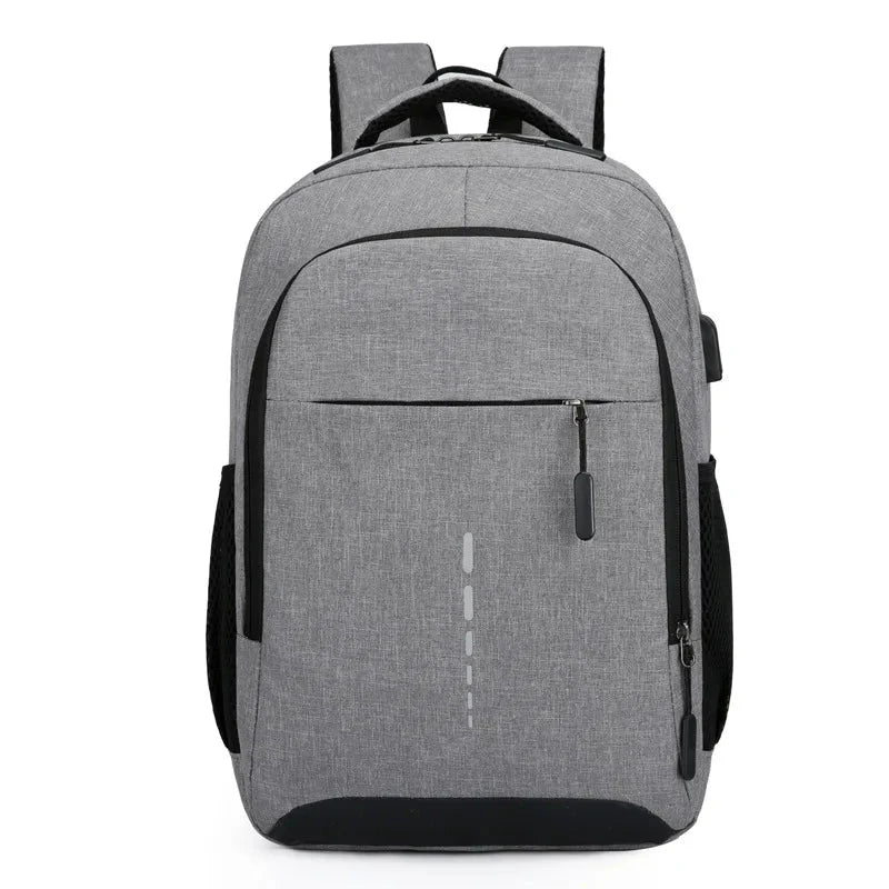 Sac à dos en tissu oxford gris avec bandes réfléchissantes