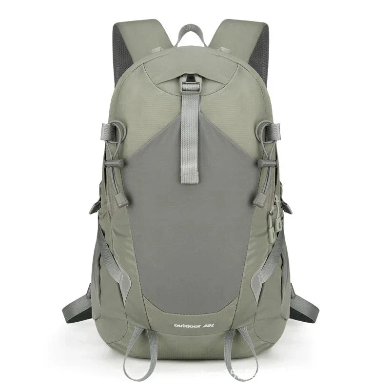 Sac à dos gris 25L avec poches multiples et tissu imperméable