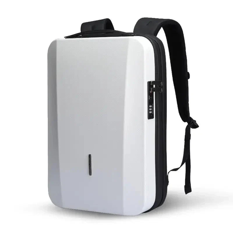 Sac à dos blanc avec coque rigide et port USB intégré