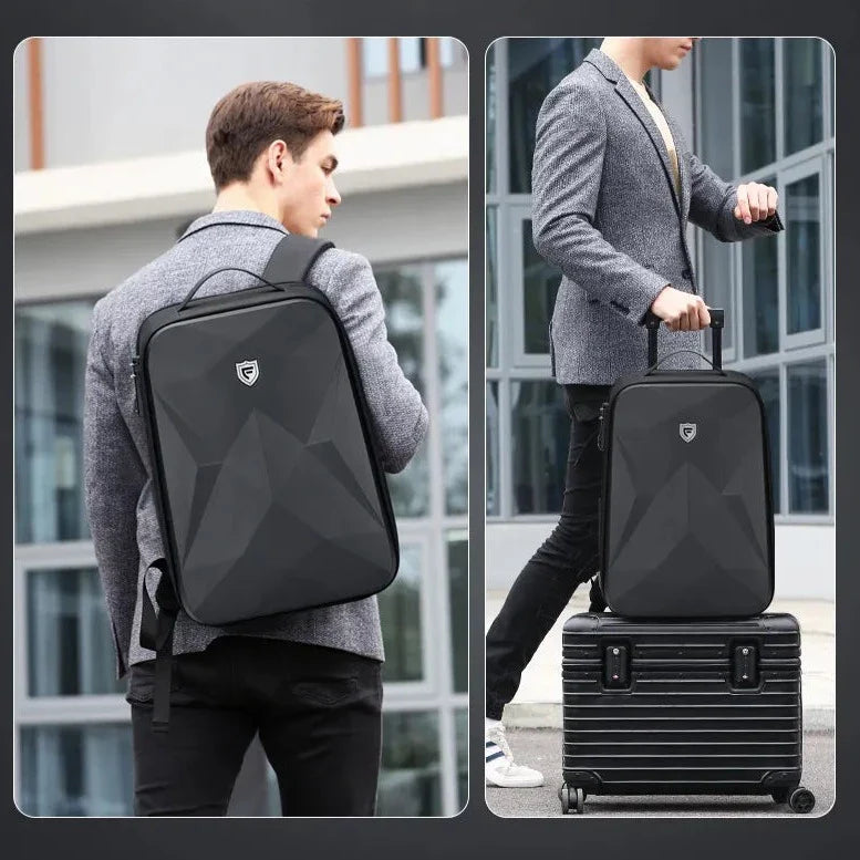 Vue arrière du sac à dos montrant la poche antivol sécurisée