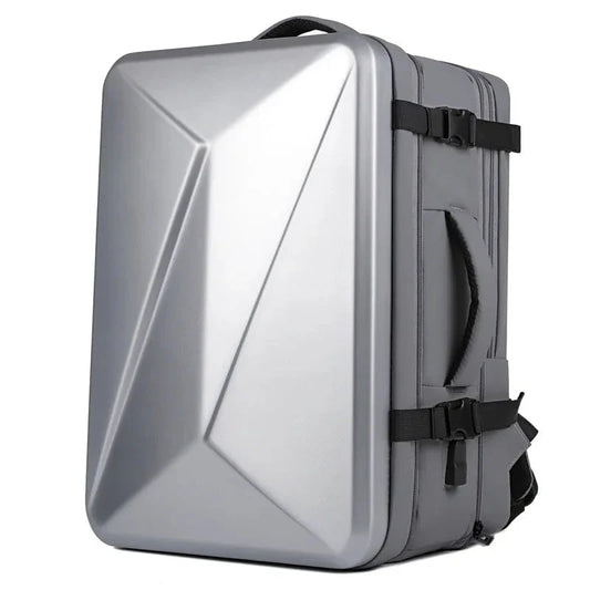 Sac à dos gris avec coque rigide et poches internes