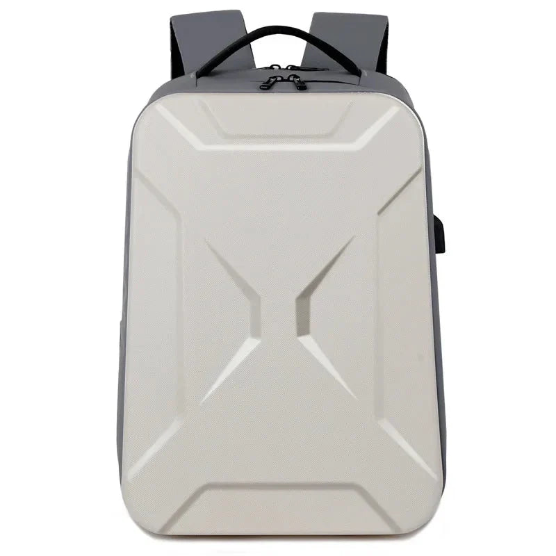 Sac à dos blanc avec coque rigide, style épuré