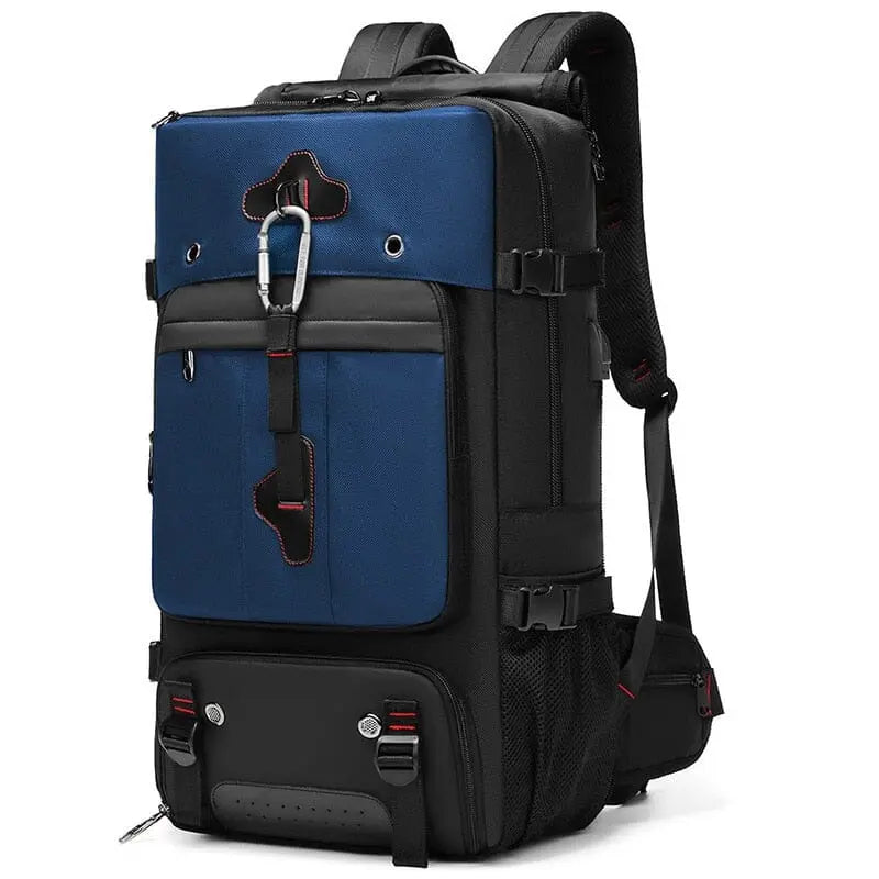 Version bleue du sac à dos, vue de profil