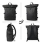 Sac à dos roll top noir avec poche principale ouverte