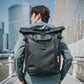 Sac à dos roll top imperméable avec poche principale ouverte