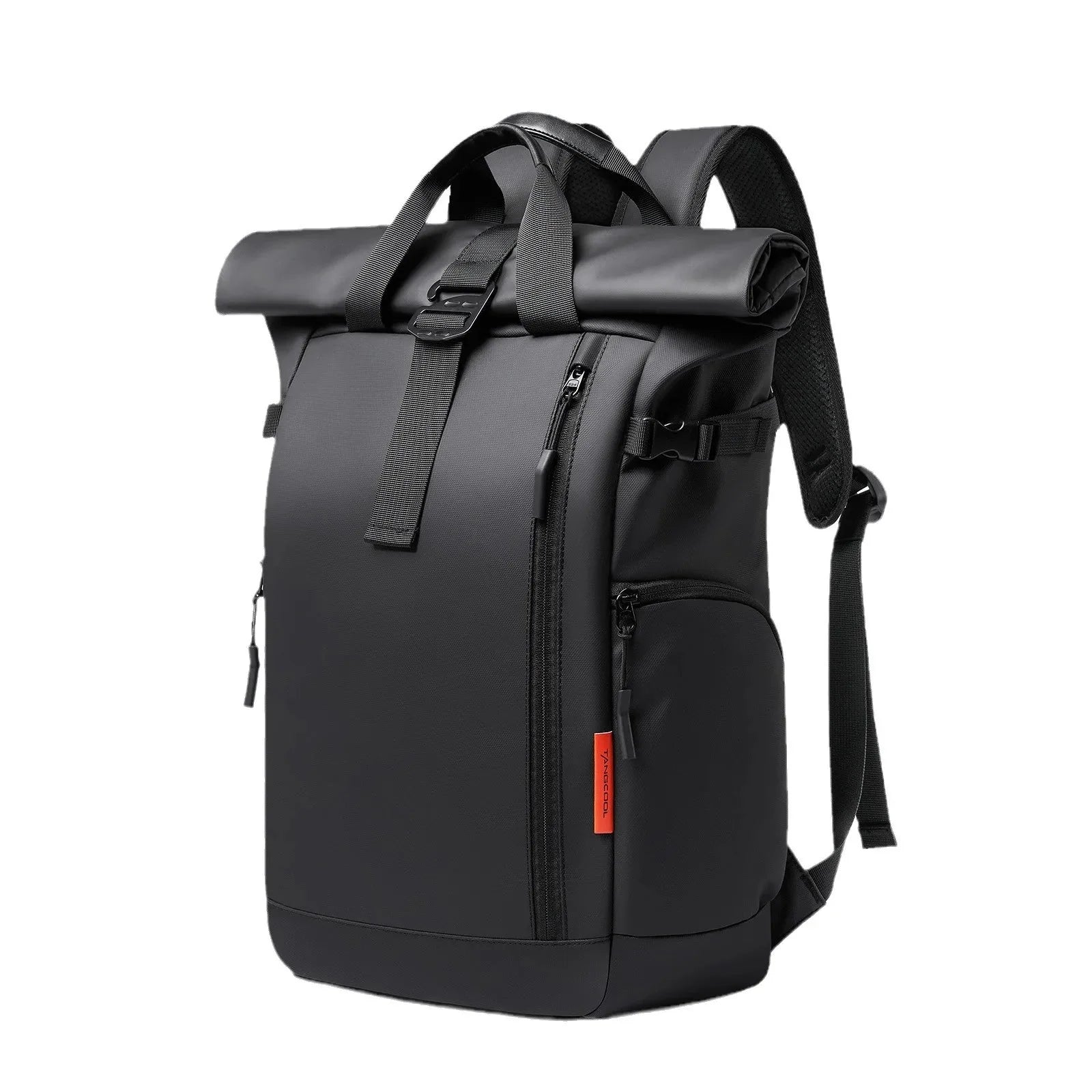 Sac à dos roll top imperméable noir, vue arrière