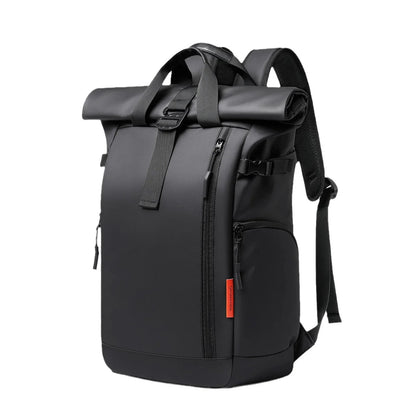 Sac à dos roll top imperméable noir, vue arrière