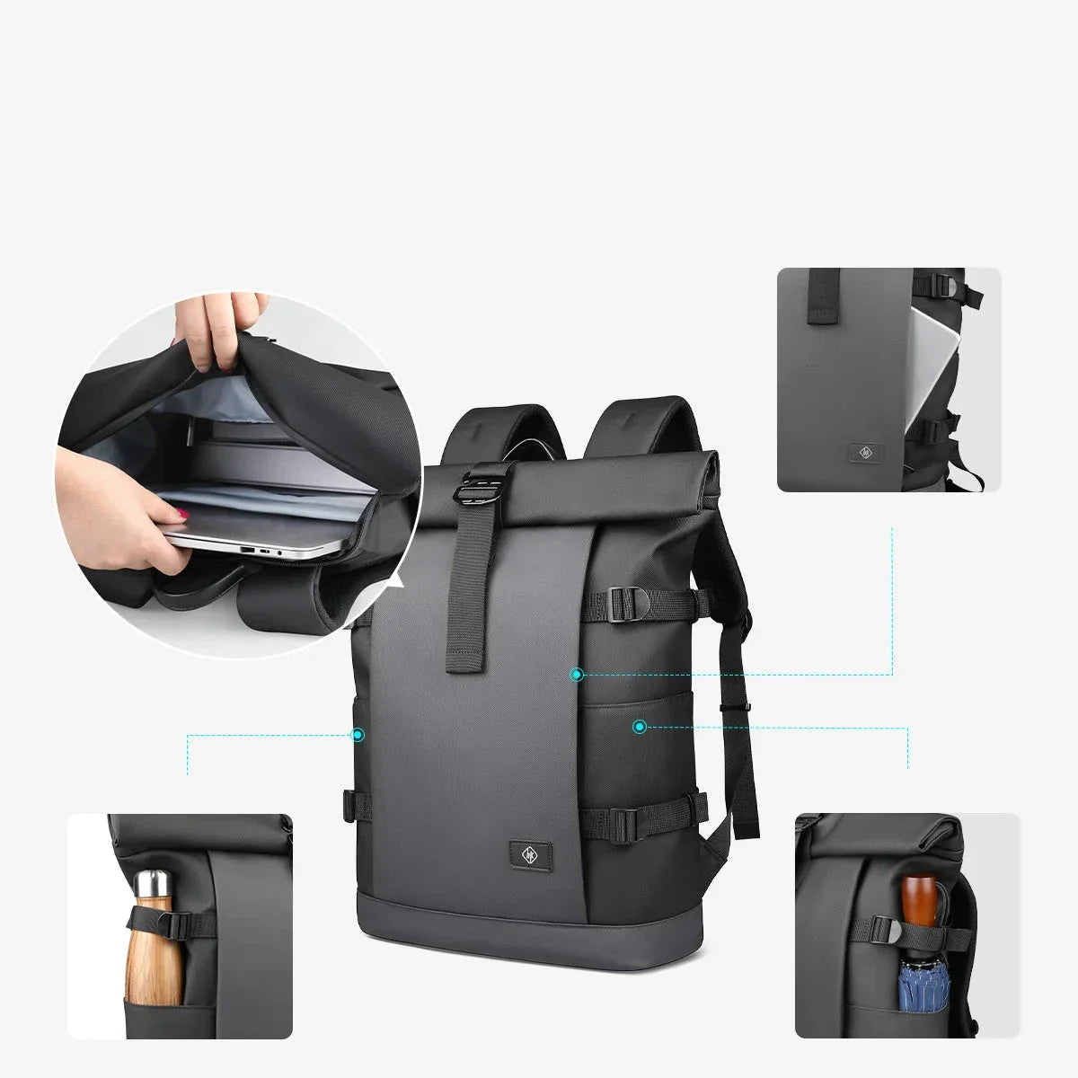 Vue arrière montrant la sangle de bagage pratique