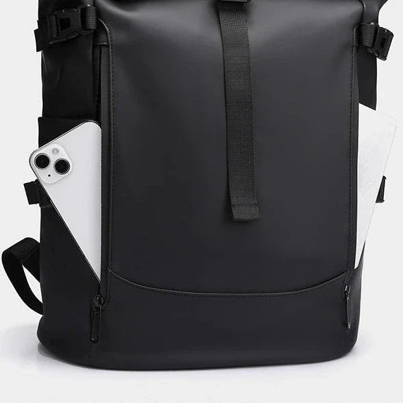 Sac à dos rolltop en tissu imperméable, vue de face