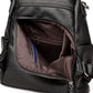 Vue latérale du sac à dos sécurisé pour femme, couleur beige