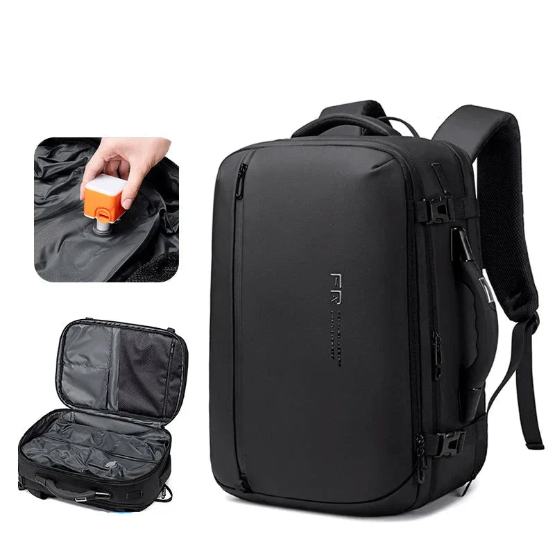 Sac à dos noir avec système de compression sous vide