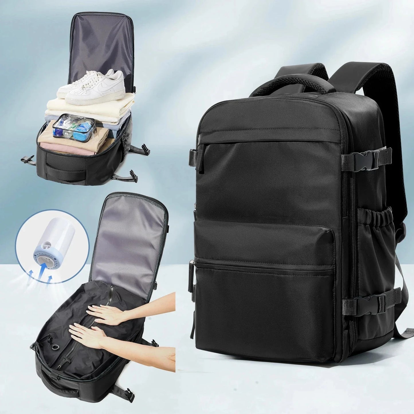 Sac à dos noir avec bretelles rembourrées confortables