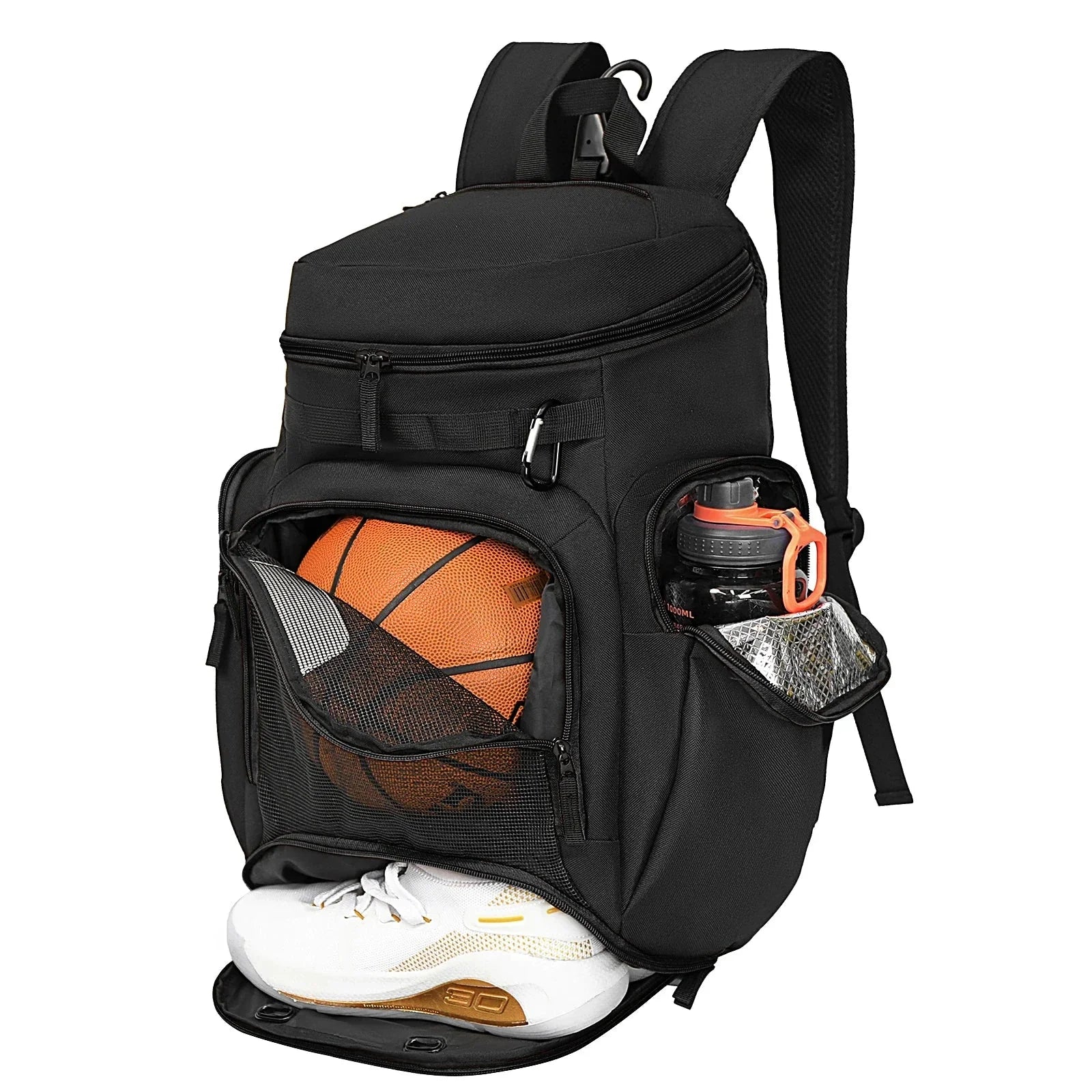 Sac à dos noir avec espace chaussures distinct