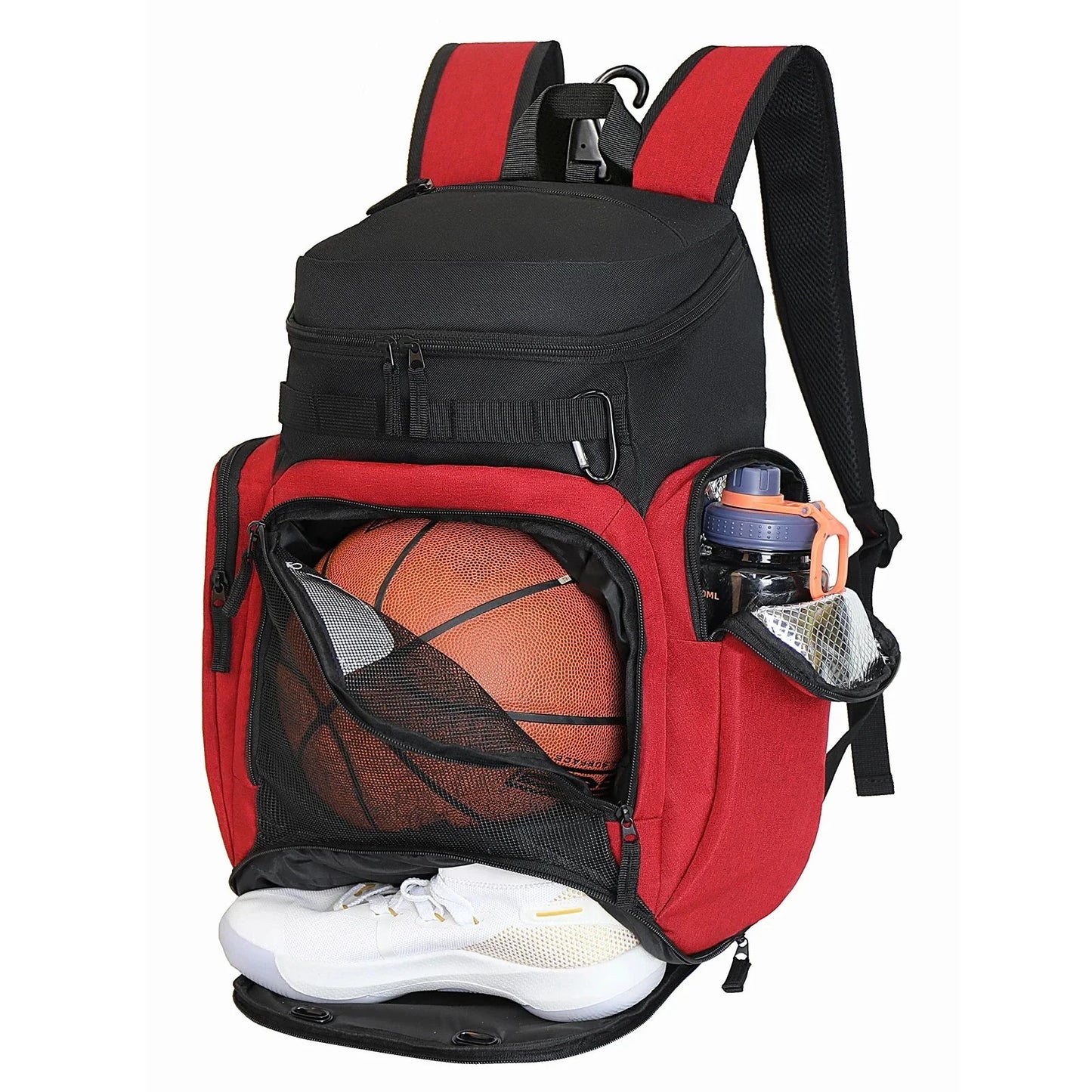 Sac à dos rouge avec section dédiée aux chaussures