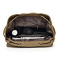 Vue de profil du sac à dos rétro en toile épaisse