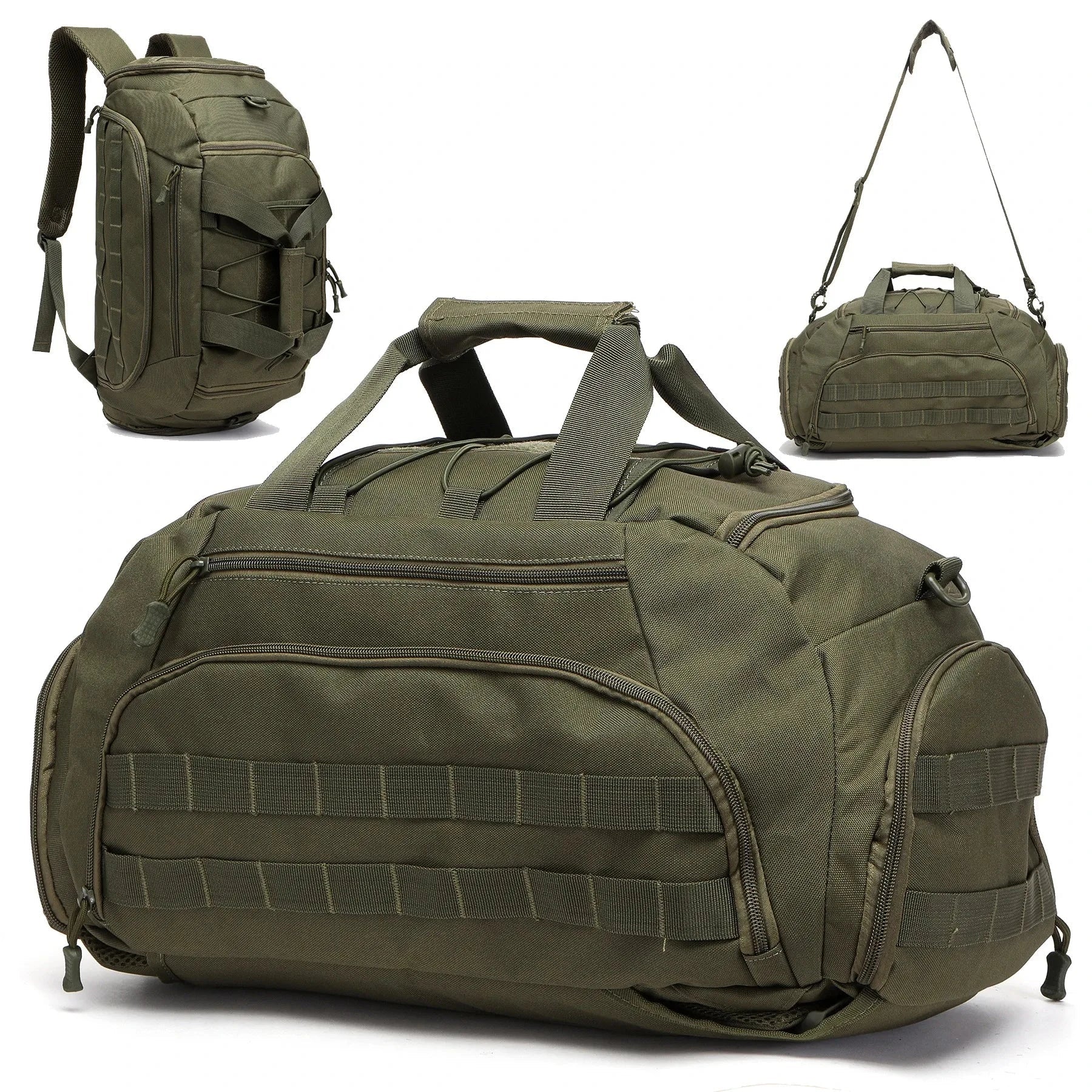 Sac à dos tactique gris avec multiples poches et sangles ajustables