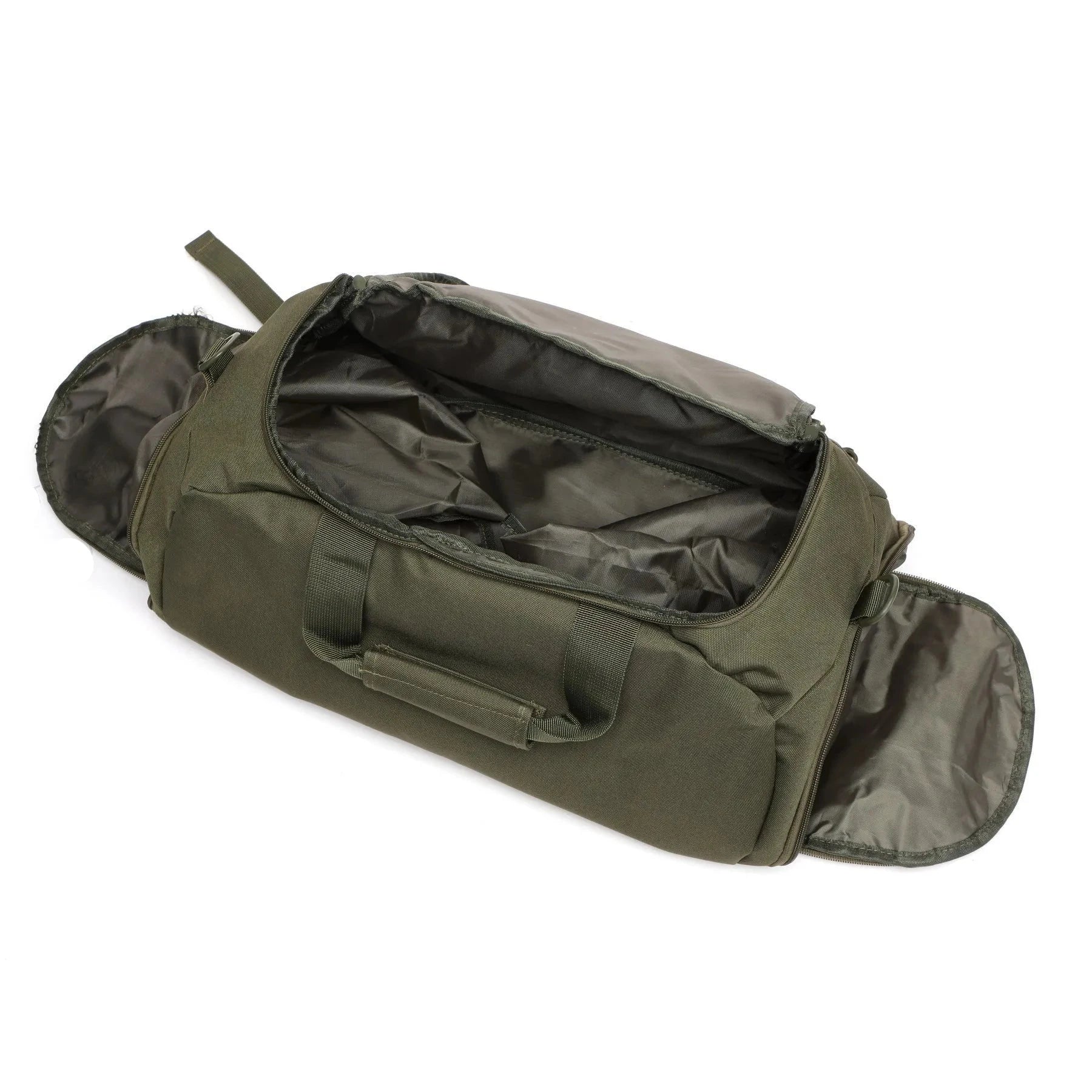 Vue de profil du sac à dos tactique, bandoulière visible