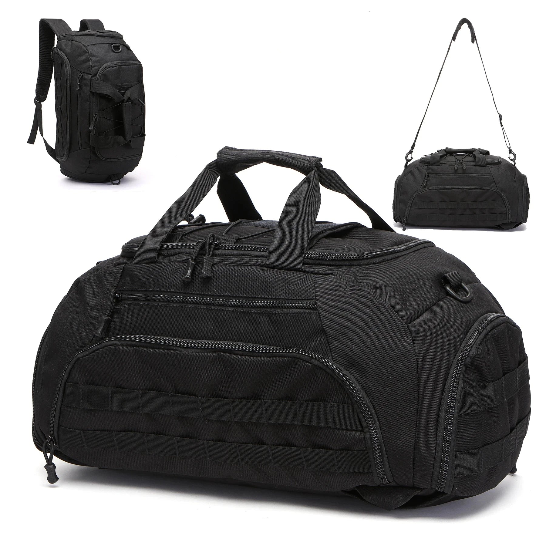 Sac à dos noir avec design robuste et poignées renforcées