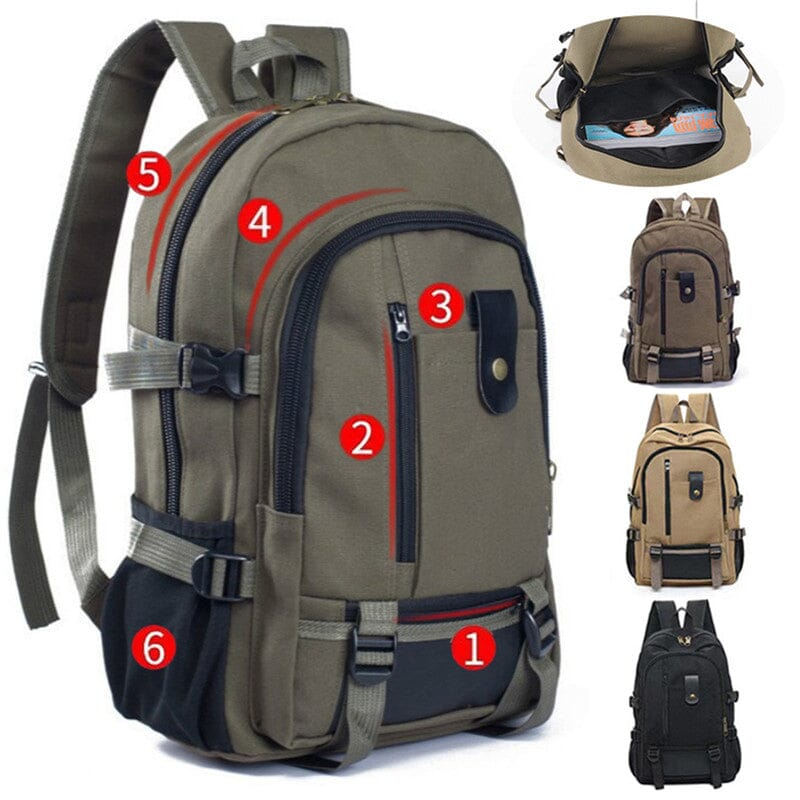Sac à dos en toile canvas avec bretelles ajustables