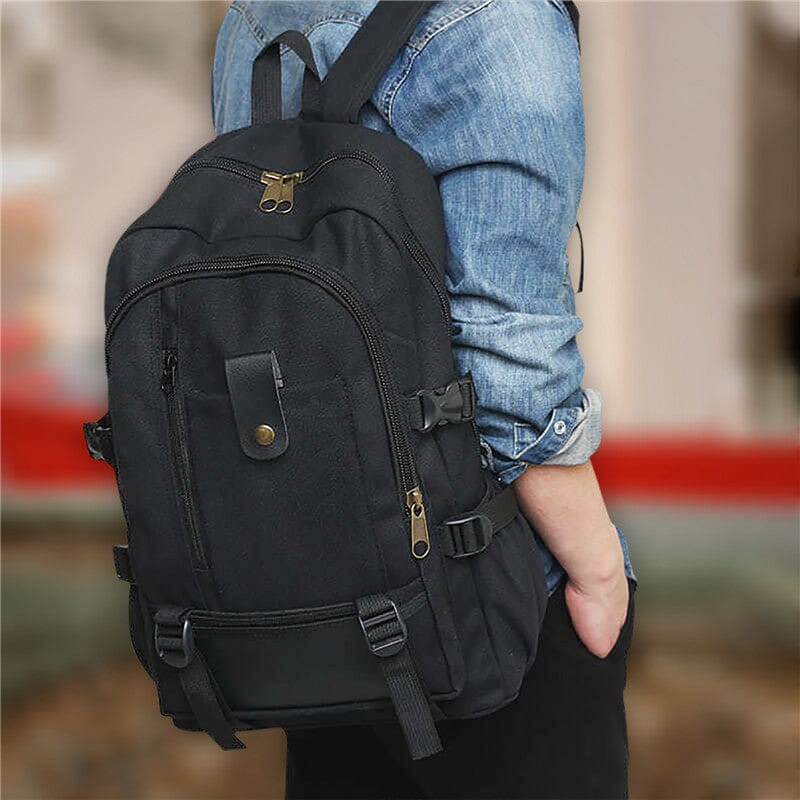 Sac à dos en toile avec poches extérieures visibles