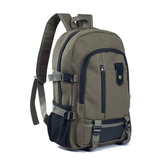 Sac à dos en toile kaki, idéal pour randonnées