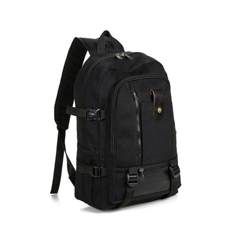 Sac à dos en toile canvas noir, design moderne