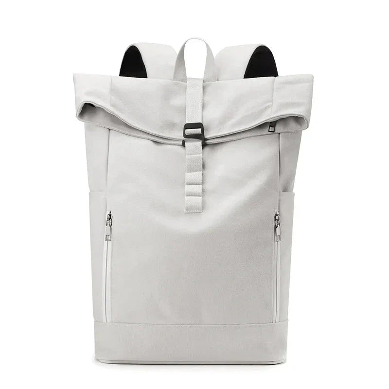 Sac à dos blanc en toile avec fermeture roll top