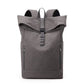 Sac à dos gris en toile, vue latérale