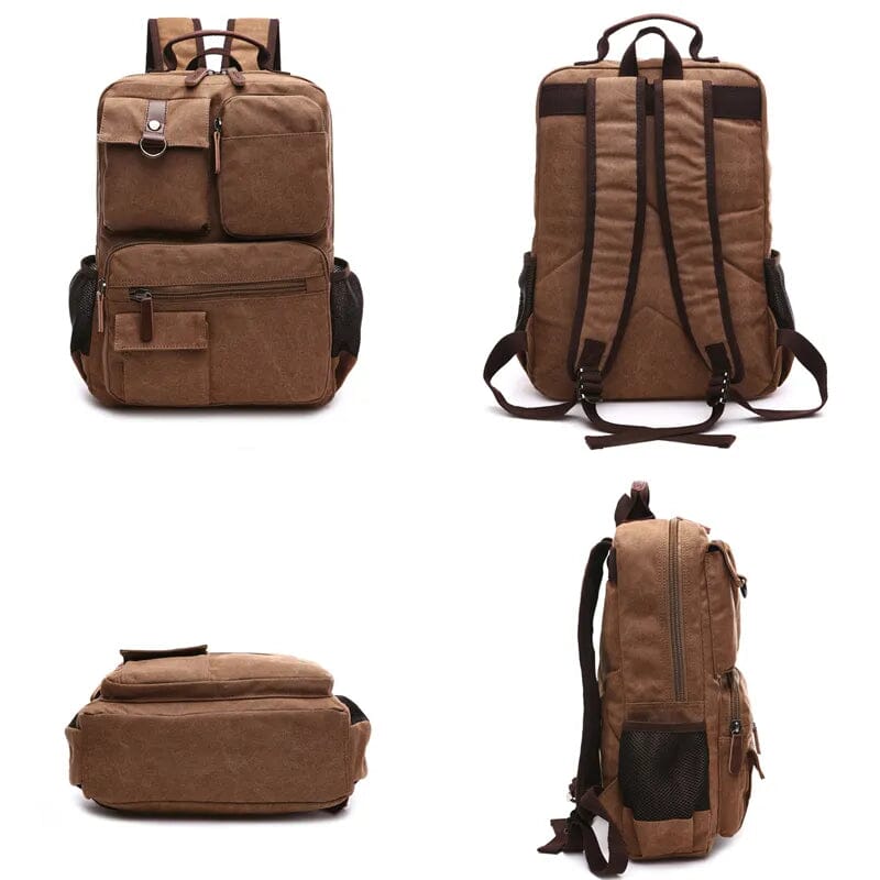 Compartiments spacieux du sac à dos vintage en toile