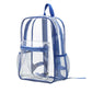 Sac transparent bleu avec bretelles ajustables et confortables