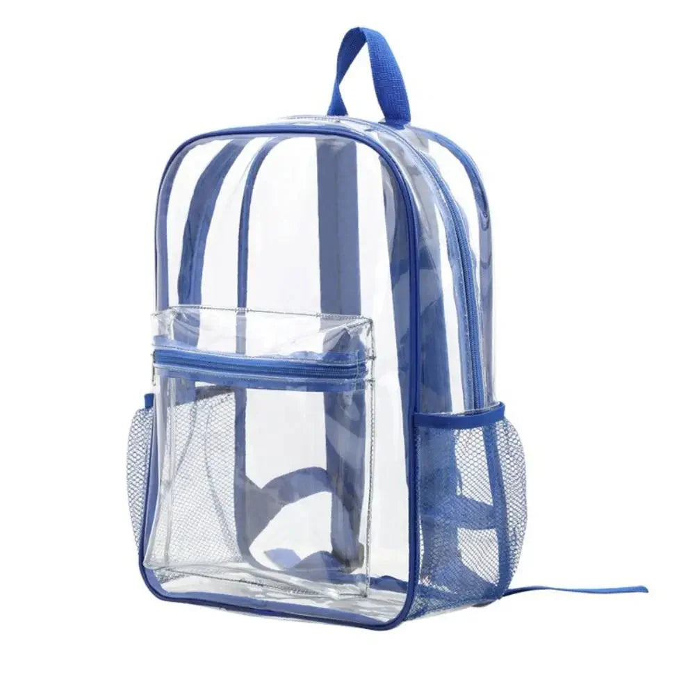 Sac transparent bleu avec bretelles ajustables et confortables