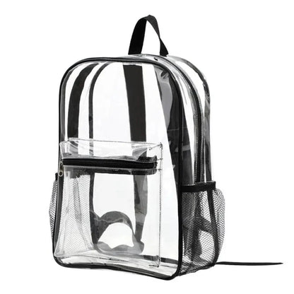 Sac à dos noir en plastique transparent, design unisexe