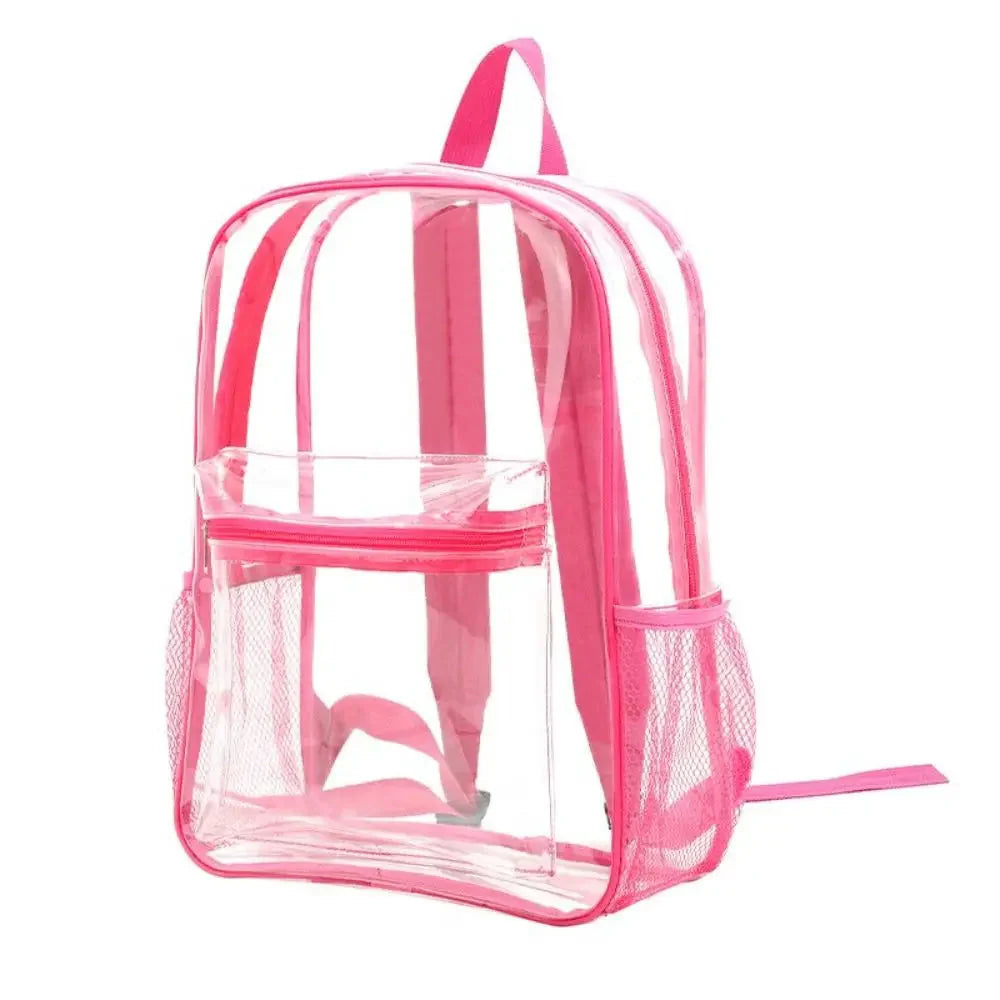 Sac à dos en PVC rose, compartiment principal spacieux
