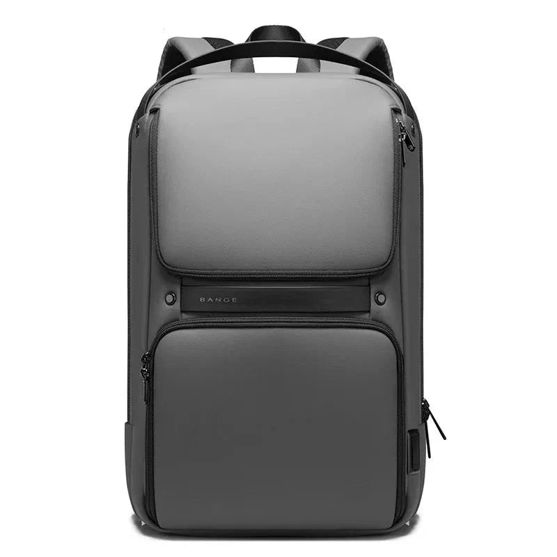 Version grise du sac à dos avec compartiments visibles