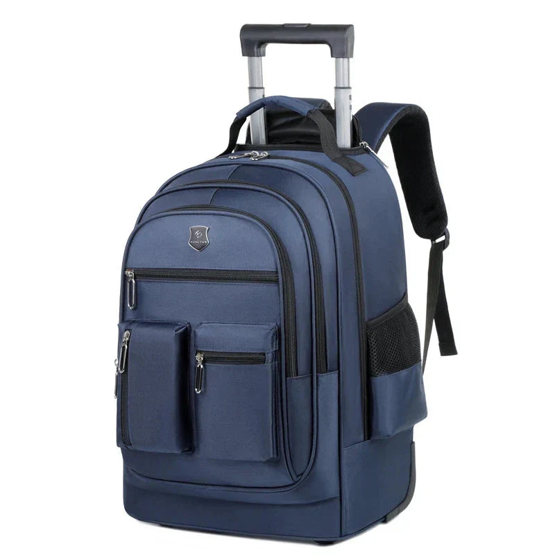 Sac à dos trolley bleu marine, parfait pour les déplacements professionnels