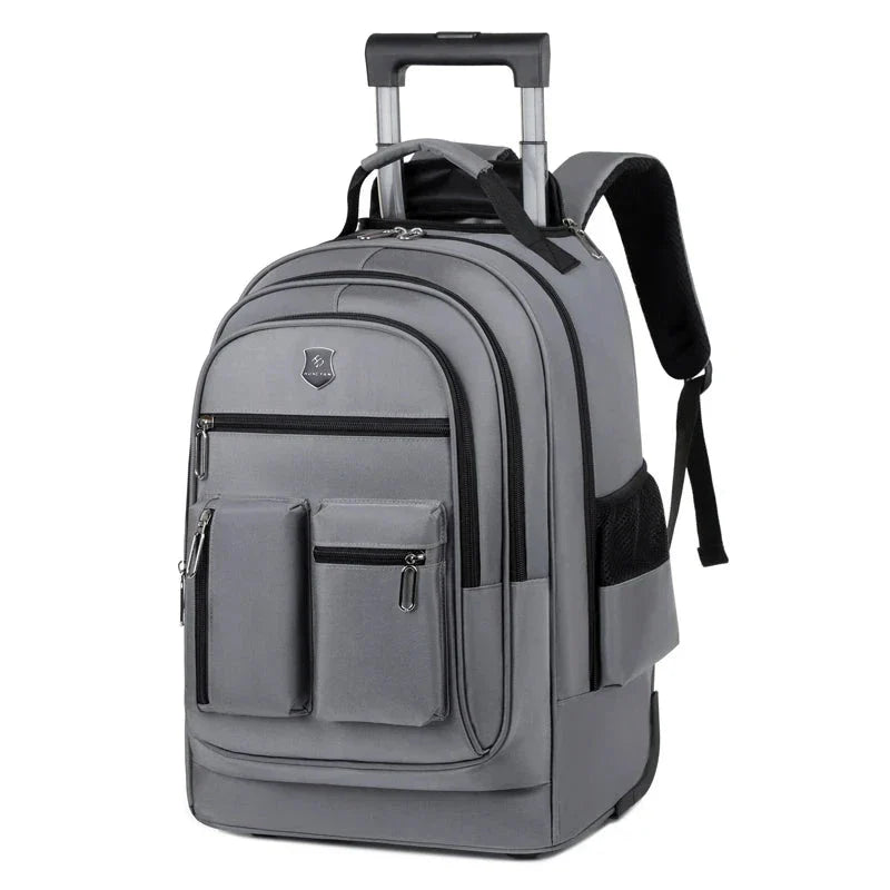 Sac à dos trolley gris avec compartiments multiples pour organisation optimale