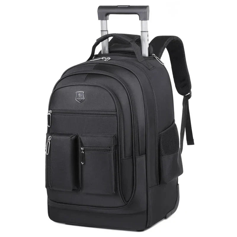Sac à dos trolley noir avec finitions soignées et détails pratiques