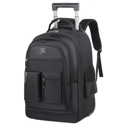 Sac à dos trolley noir avec finitions soignées et détails pratiques