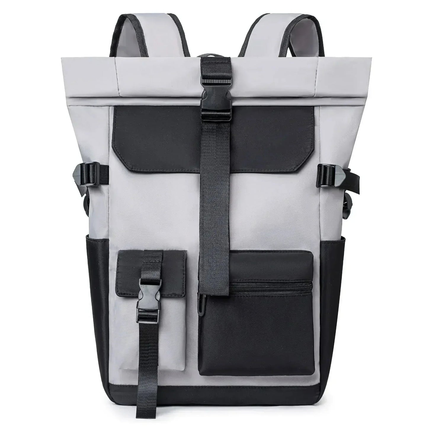 Sac à dos gris clair avec grande capacité ajustable
