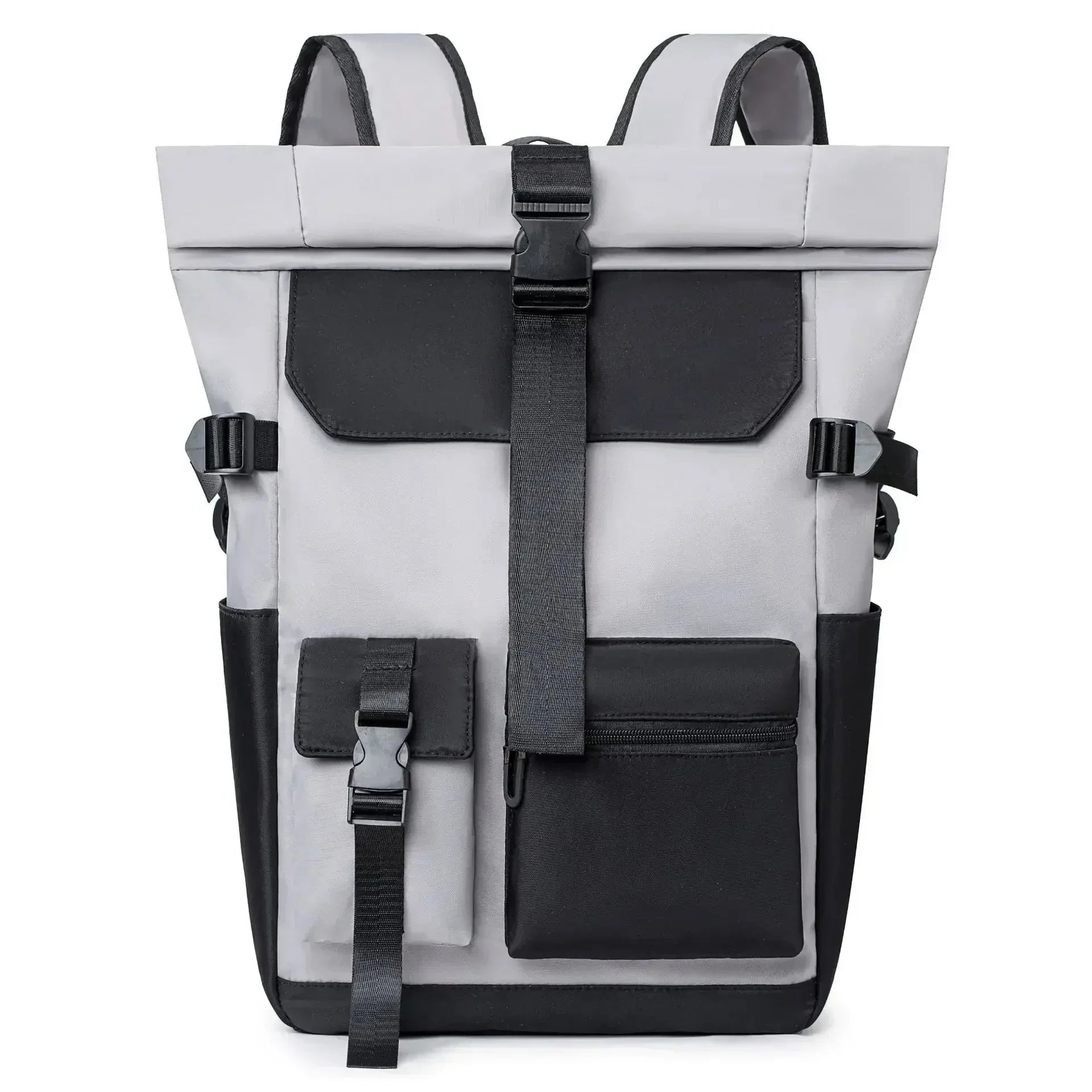 Sac à dos gris clair avec grande capacité ajustable