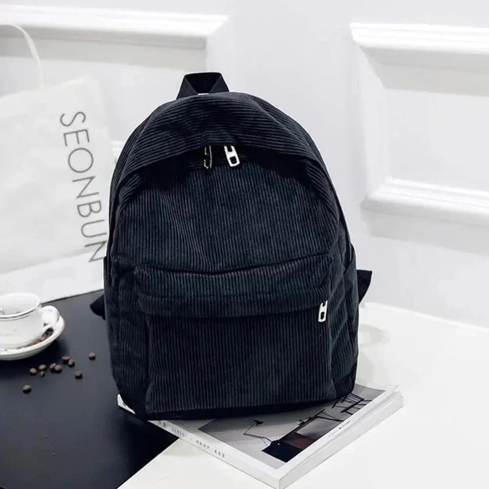 Sac à dos en velours côtelé noir élégant