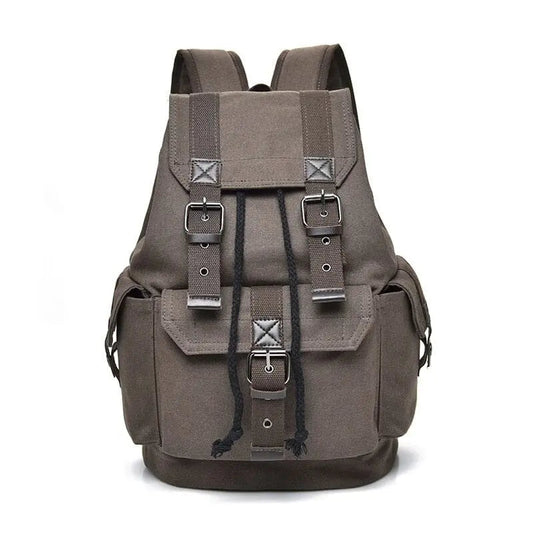 Sac à dos marron en toile avec poches extérieures