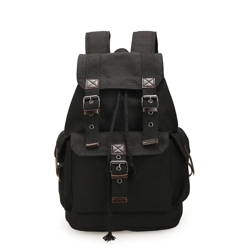 Sac à dos noir en toile avec fermeture éclair