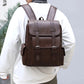 Sac à dos marron foncé avec détails en cuir et poches multiples