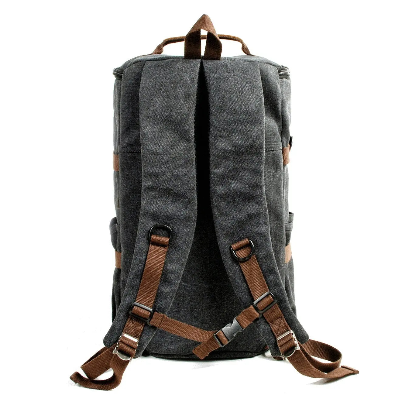 Vue de côté du sac convertible en toile robuste