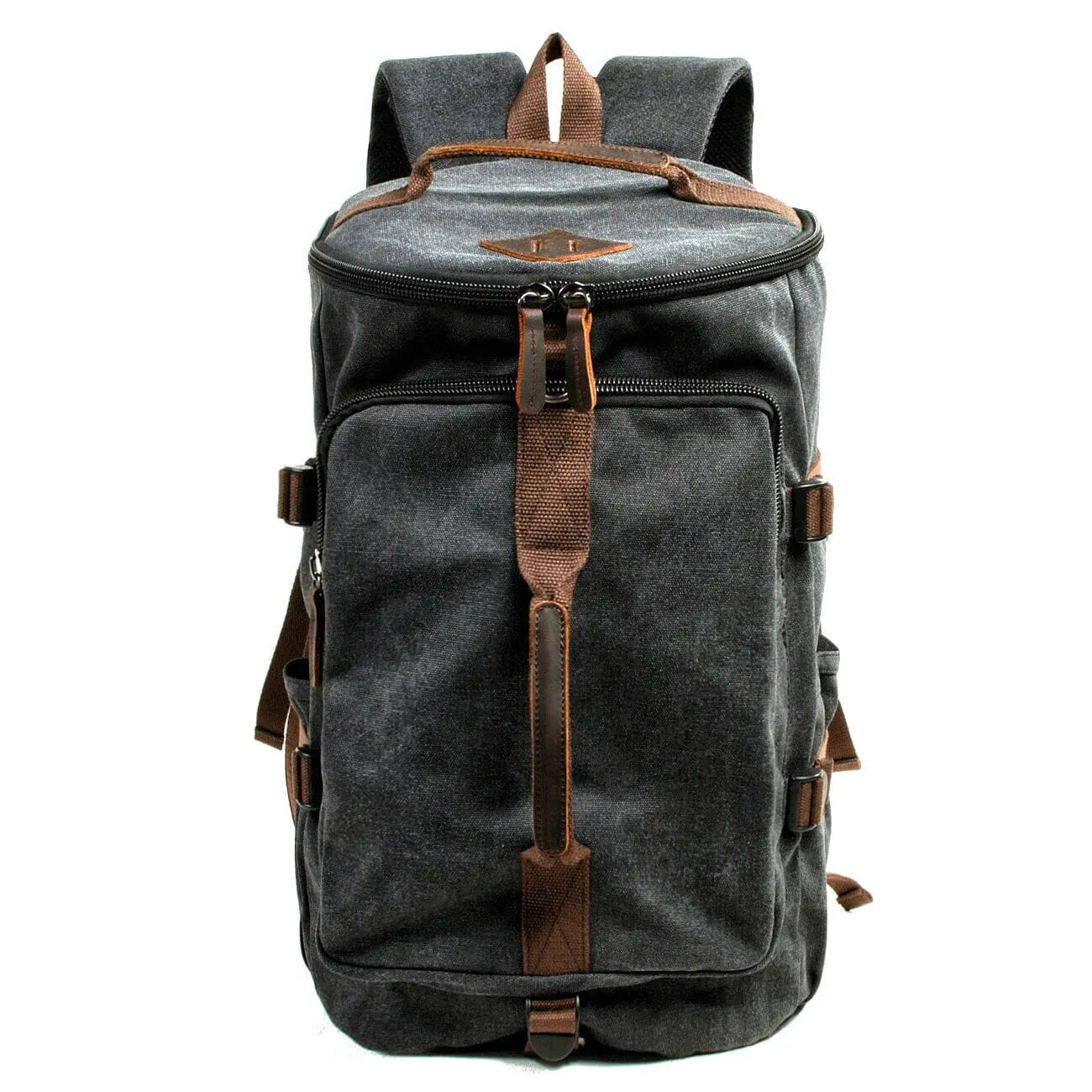 Sac à dos noir en toile avec bretelles ajustables