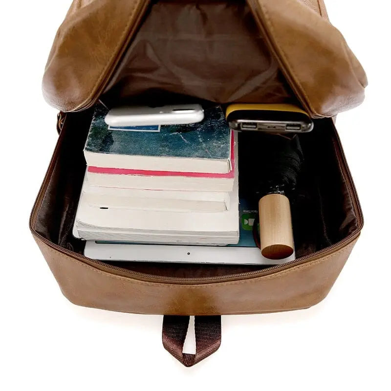 Sac à dos vintage avec compartiments multiples vue de face