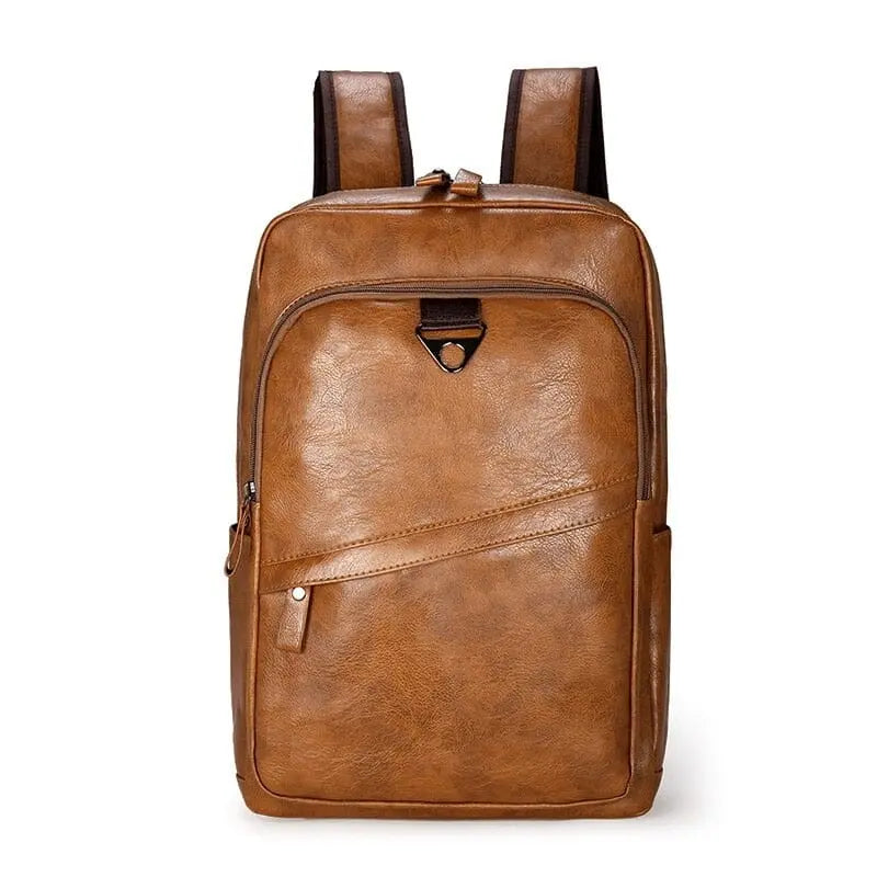 Sac à dos vintage camel avec poches extérieures visibles
